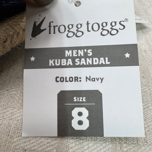 Frogg Toggs Mens Kuba Sandal Size 8 Navy Flip Flops With PVC Upper & Jute Sole - Picture 4 of 7